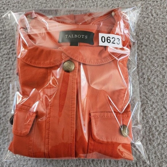 Talbots Jacket Womens Size 4 Orange Cotton Blend Denim Full Zip Grandmacore - Picture 12 of 12